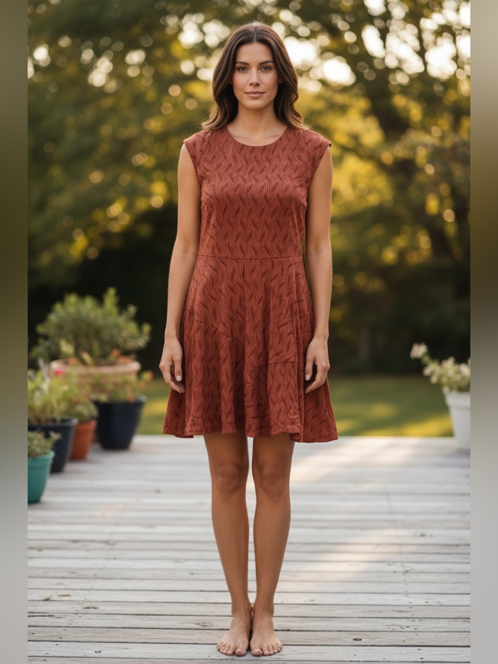 Bar III Rust Zebra Print Twist-Back Ruffle Mini Dress